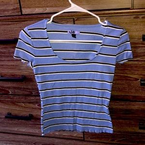 Forever 21 blue and black white striped shirt